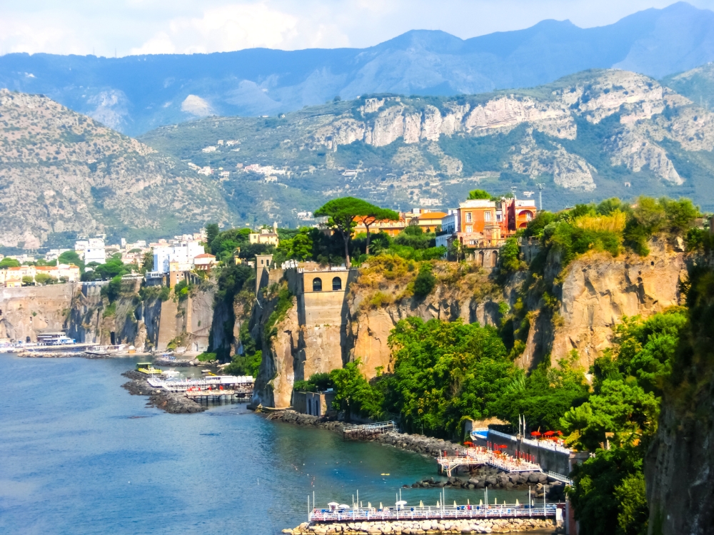 View of the coast in Sorrento, Italy.